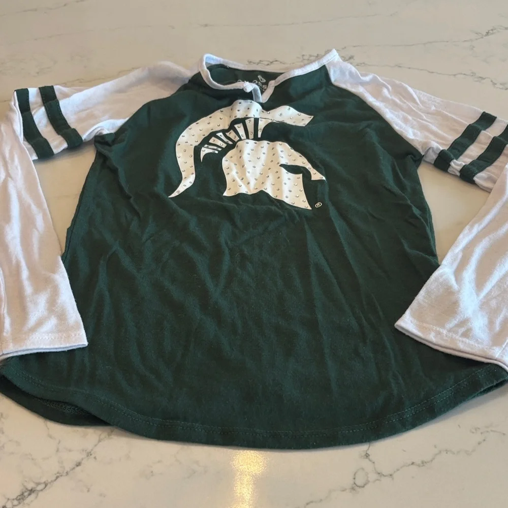 Spartan Kids' Long Sleeve Tee - Green & White